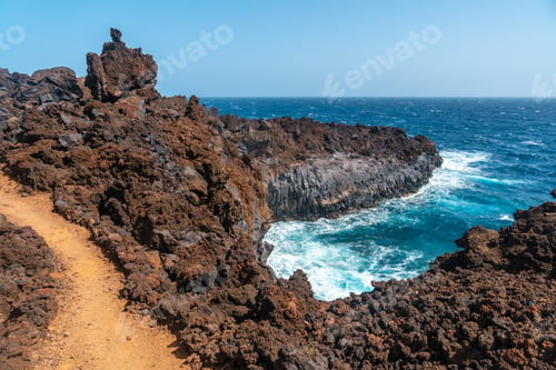 Preview: Volcanic trail in the village of Tamaduste on the coast of the island of El Hierro, Canary Islands