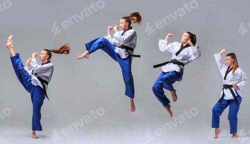 Preview: The collage of karate girl with black belt