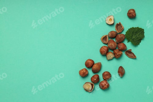 Preview: Healthy food and healthy nutrition concept, nuts - hazelnut