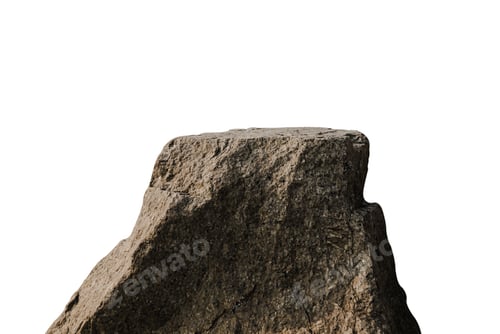 Preview: Rock Podium isolated, Stone stand Display product on white background, Cliff mountain
