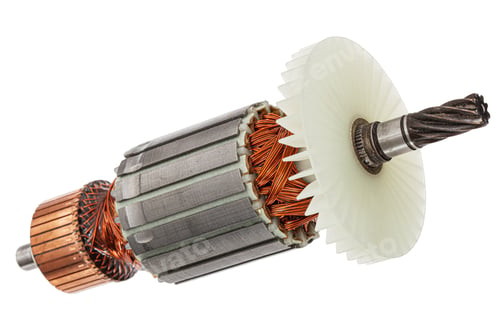 Preview: Rotor or of anchor electric motor closeup, isolated on white background