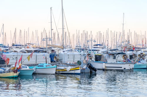 Preview: Yachts parked in Port of Cannes at sunset