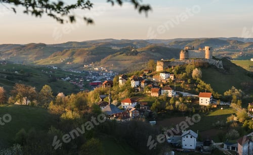 Preview: Beautiful shot of an old town in a hilly landscape