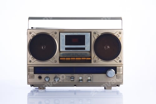 Preview: Stylish retro boombox on white