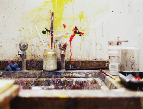 Preview: A splash of creativity at an artists paintstained sink.