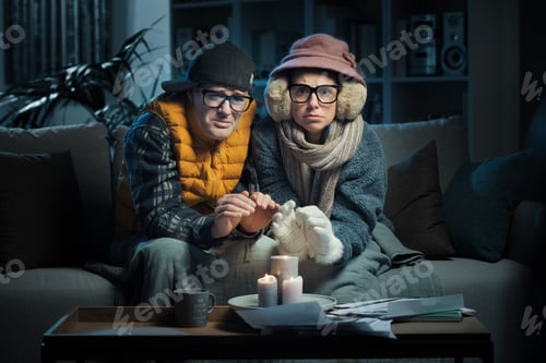 Preview: Frustrated couple feeling cold at home