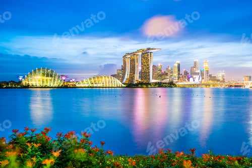 Preview: Beautiful architecture building skyscraper around marina bay in