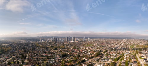 Preview: Aerial View of Burnaby, Vancouver Showing Urban Skyline and Residential Neighborhood