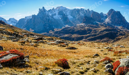 Preview: Mountain view in Ecrins national park near refuge Drayeres, France