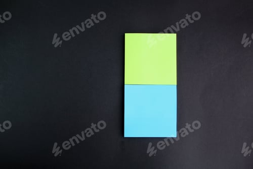 Preview: two paper samples are blue and green. space to write.