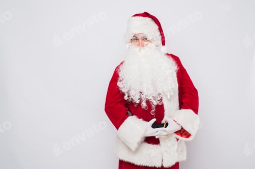 Preview: Happy Christmas Santa Claus Dancing. Isolated on white background