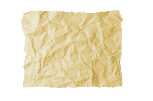 Preview: Yellow Crumpled Sheet Of Paper With Torn Edge Isolated On White Background.