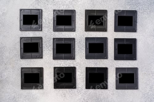 Film Slide Frames on Textured Gray Background