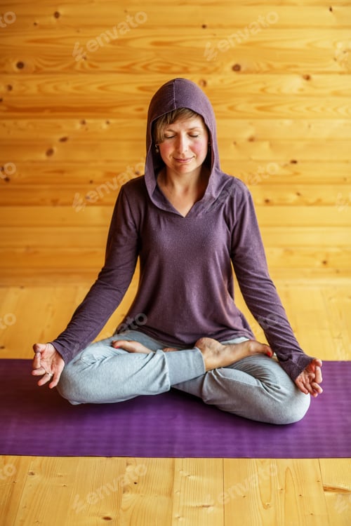 Preview: Caucasian Woman Is Practicing Yoga At Studio