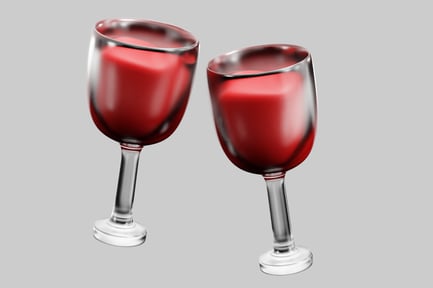 Preview: Two wine glasses with red wine.