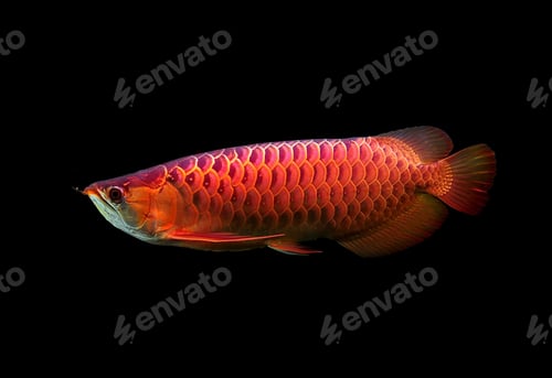 Preview: Asian Arowana fish on black background.
