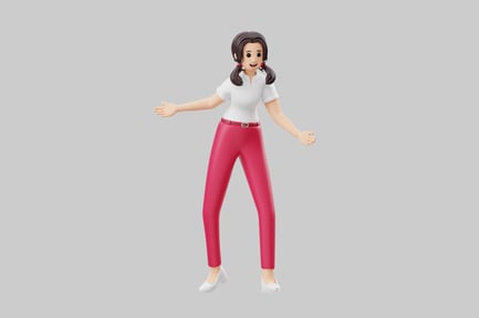 Preview: Cartoon female character with pigtails