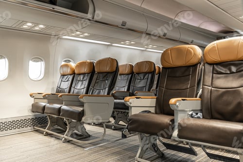 Preview: aircraft passenger seats cabin interior clean new luxury leather style nobody