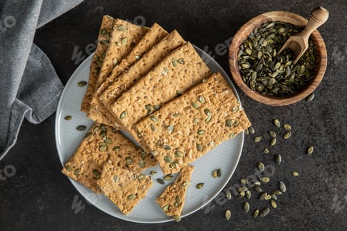 Preview: The crispy bread with pumpkin seeds. Knackebrot