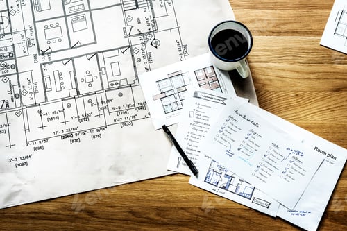 Preview: Closeup of house plan blueprint