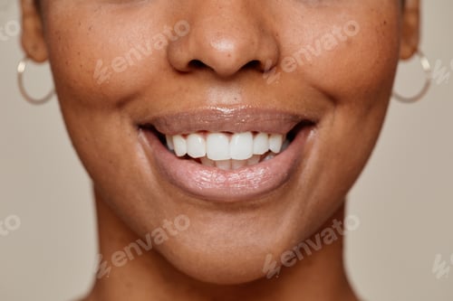 Preview: Young Black Woman Smiling Close Up