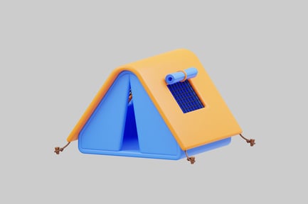 Preview: A-frame tent with yellow roof and blue walls
