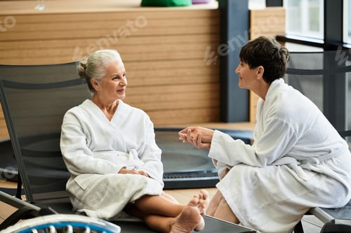 Preview: mature women enjoys relaxation and connection at a wellness center for active seniors