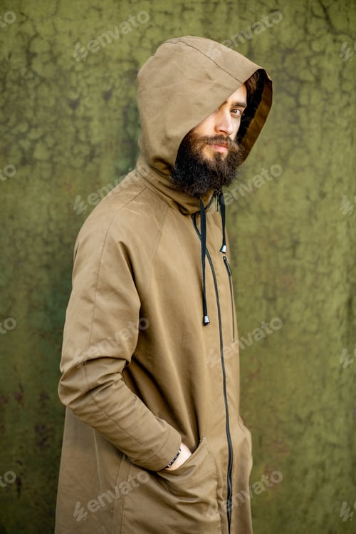Preview: Mysterious man wearing hoodie coat