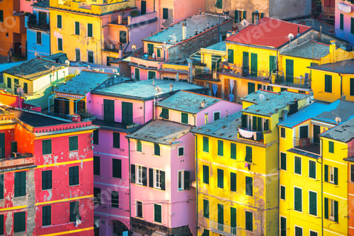 Preview: Vernazza village, buildings aerial view. Cinque Terre, Ligury, Italy
