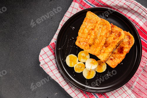 Preview: French toast sweet toasts with syrup bread fried in egg breakfast