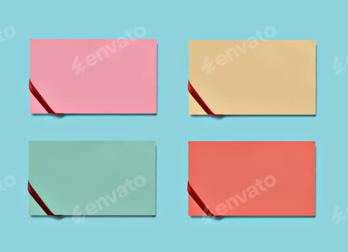 Preview: ribbon bow greeting card note paper chirstmas blue orange yellow invitation pastel green pink modern