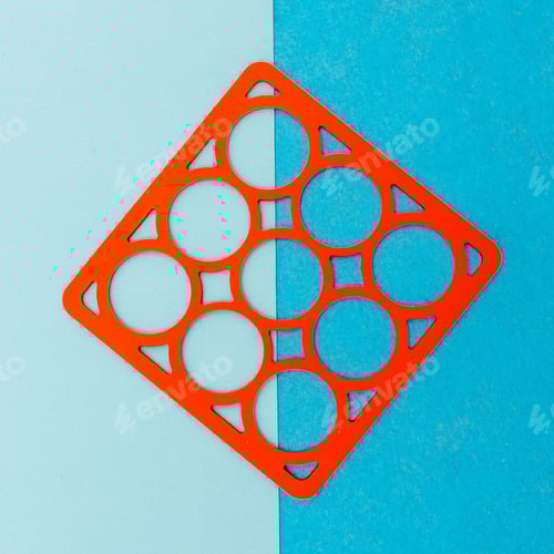 Preview: Geometric Orange Shape with Blue Background