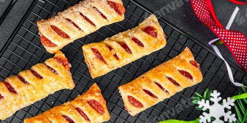 Preview: christmas puff bun cookies strawberry filler sweet dessert holiday treat new year and christmas meal