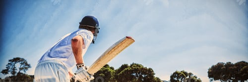 Preview: Side view of cricket player batting while playing on field