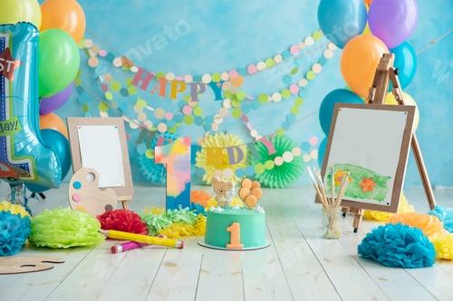 Preview: First birthday smash the cake. birthday greetings.