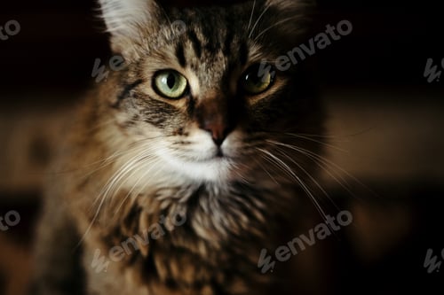 Vorschau: Süße Katze, sitzend, mit tollem, klugem Blick, Haustier