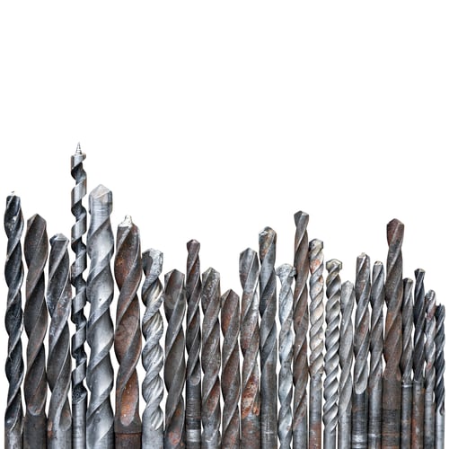 Preview: Old rusty drill bits isolated on white background