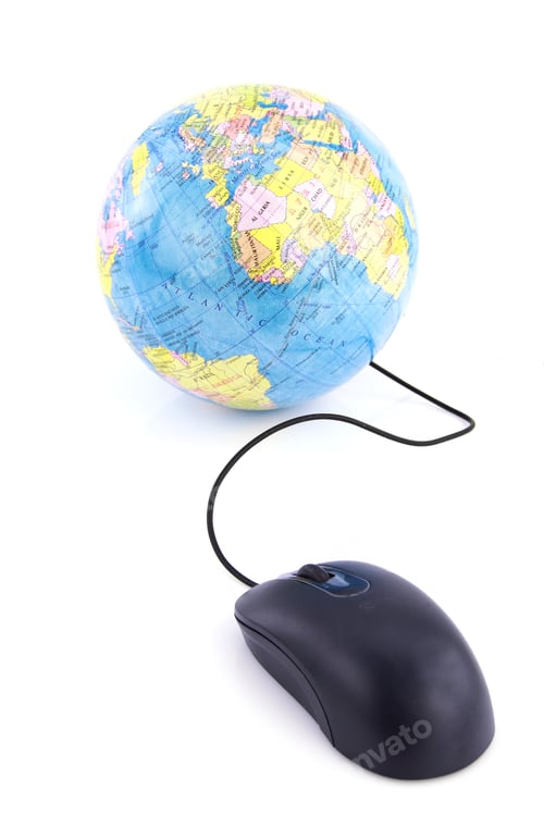 Preview: Computer mouse connected to a world globe