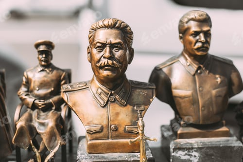 Preview: Soviet Leader Josef Stalin. Concept Of Nostalgia For Soviet Union. Miniature Bronze Figurines Of