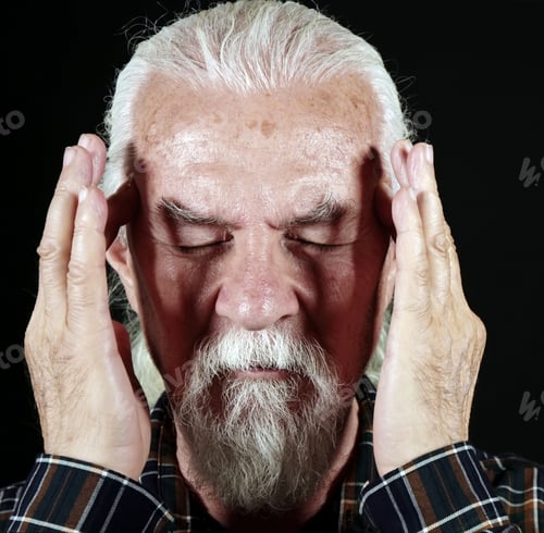 Preview: Old White Haired Man Have a Headache
