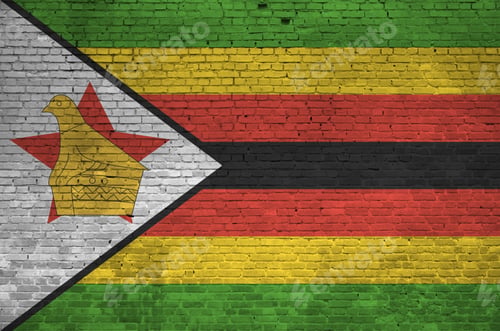Preview: Zimbabwe flag depicted in paint colors on old brick wall close up