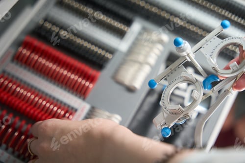 Preview: Ophthalmologist specialist works with a special ophthalmological gadget