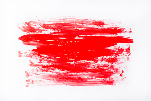 Preview: Red abstract stroke on a white background. Colorful raster gouache brush strokes