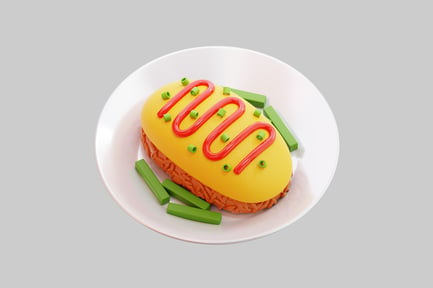 Preview: Stylized 3D Omelette Omurice