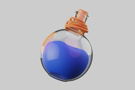 Preview: Glass bottle with cork stopper and blue liquid