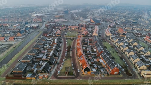 Preview: Dutch Suburban area with modern family houses, newly build moder