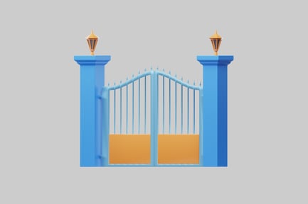 Preview: Blue and orange entrance gate