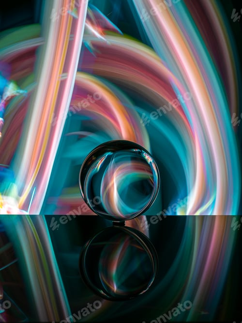 Preview: Crystal ball on board near abstract shines