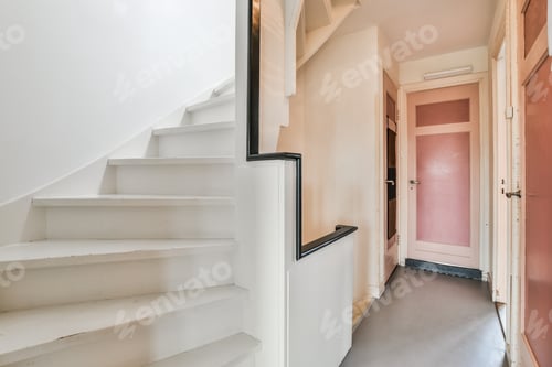 Preview: White stairway in a residential house first floor