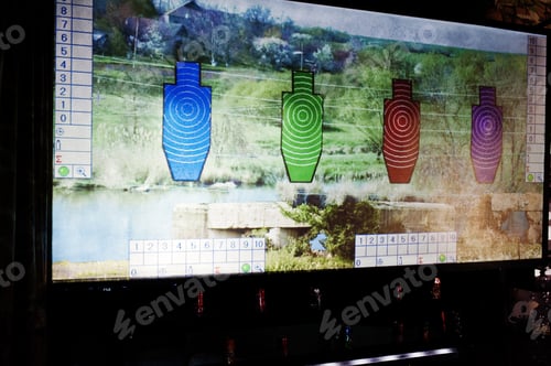 Preview: Shooting targets background on shooting range.
